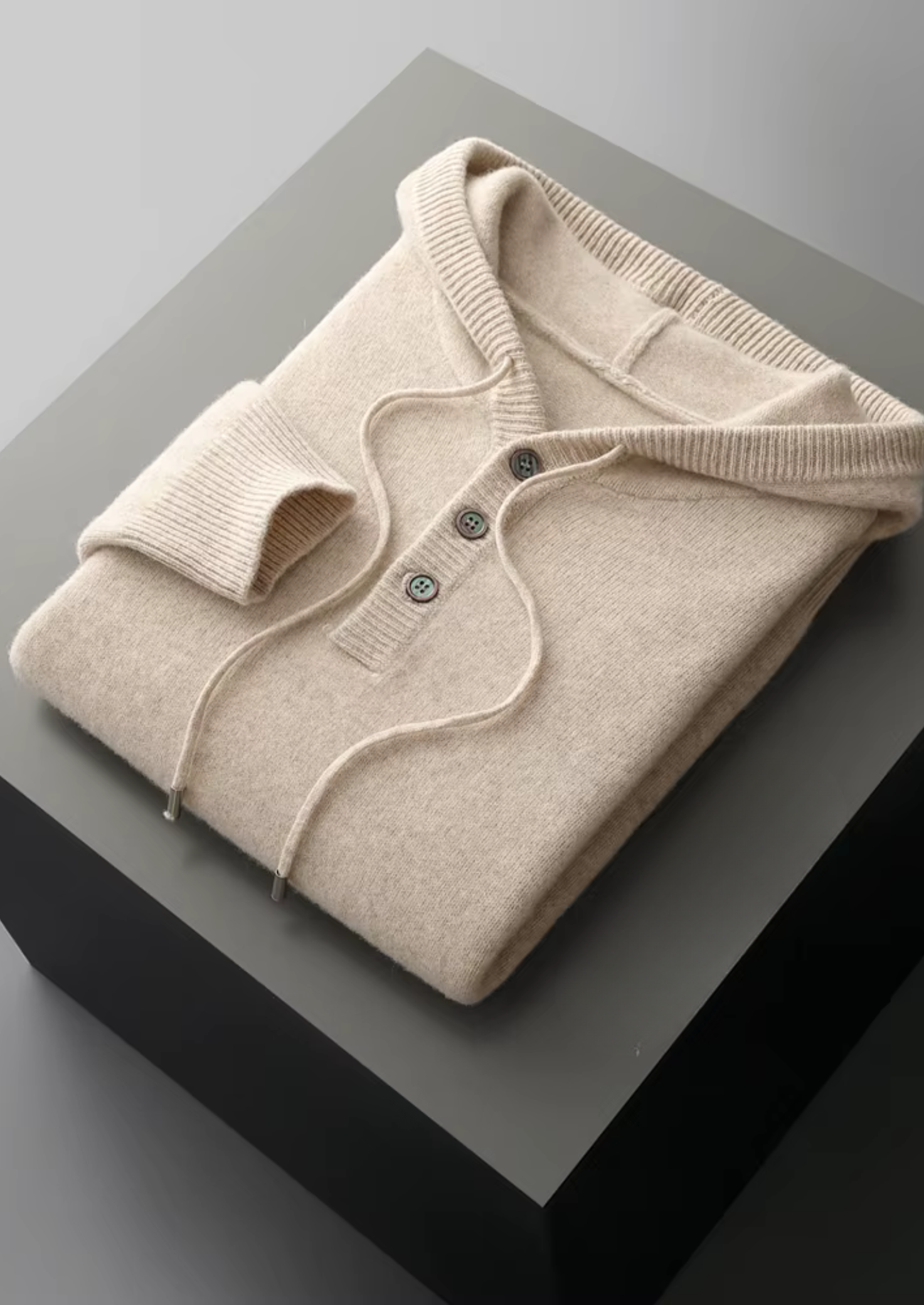 Pure Extra-Fine Merino Wool Button Hoodie | Castielli