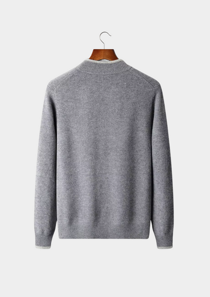 Pure Extra-Fine Merino Wool Two-Tone Zip Cardigan | Castielli