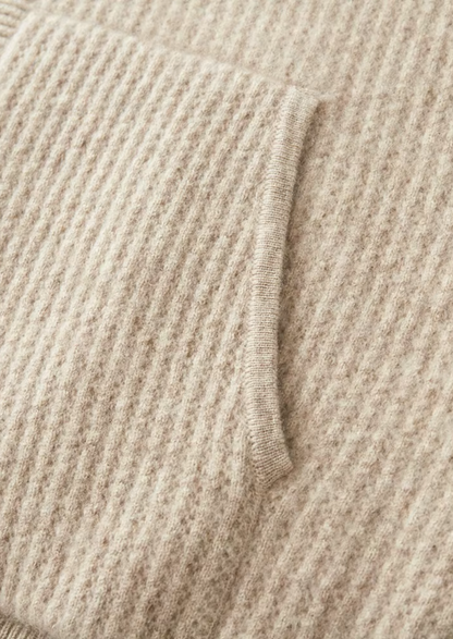 Pure Extra-Fine Merino Wool Ribbed Zipper Hoodie | Castielli