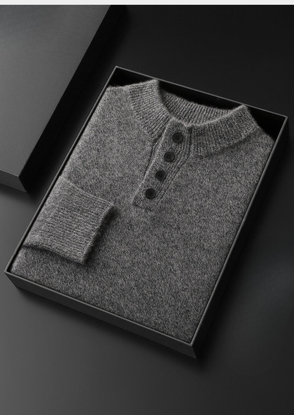 Pure Cashmere Light Gray Button Sweater | Castielli