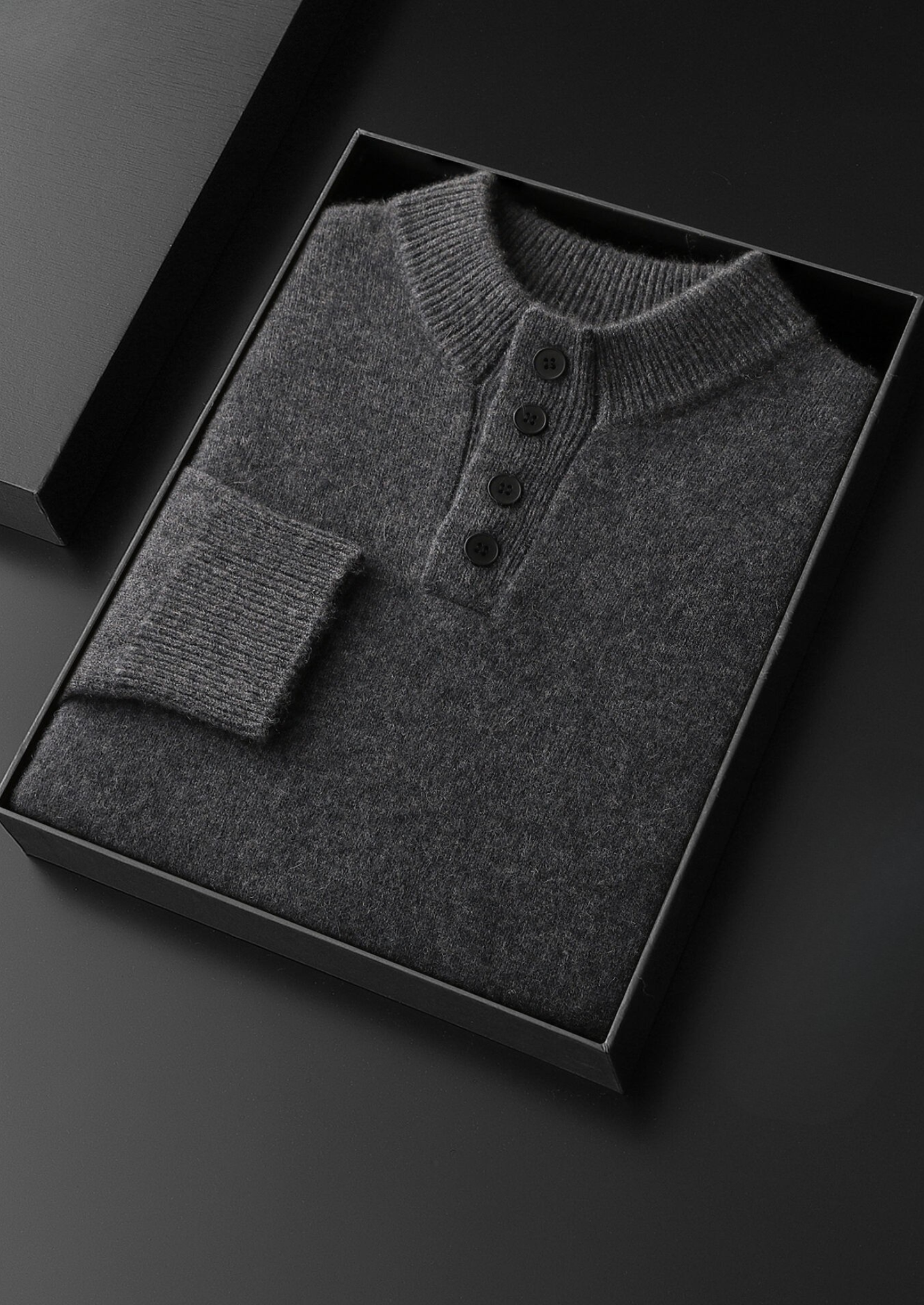 Pure Cashmere Dark Gray Button Sweater | Castielli