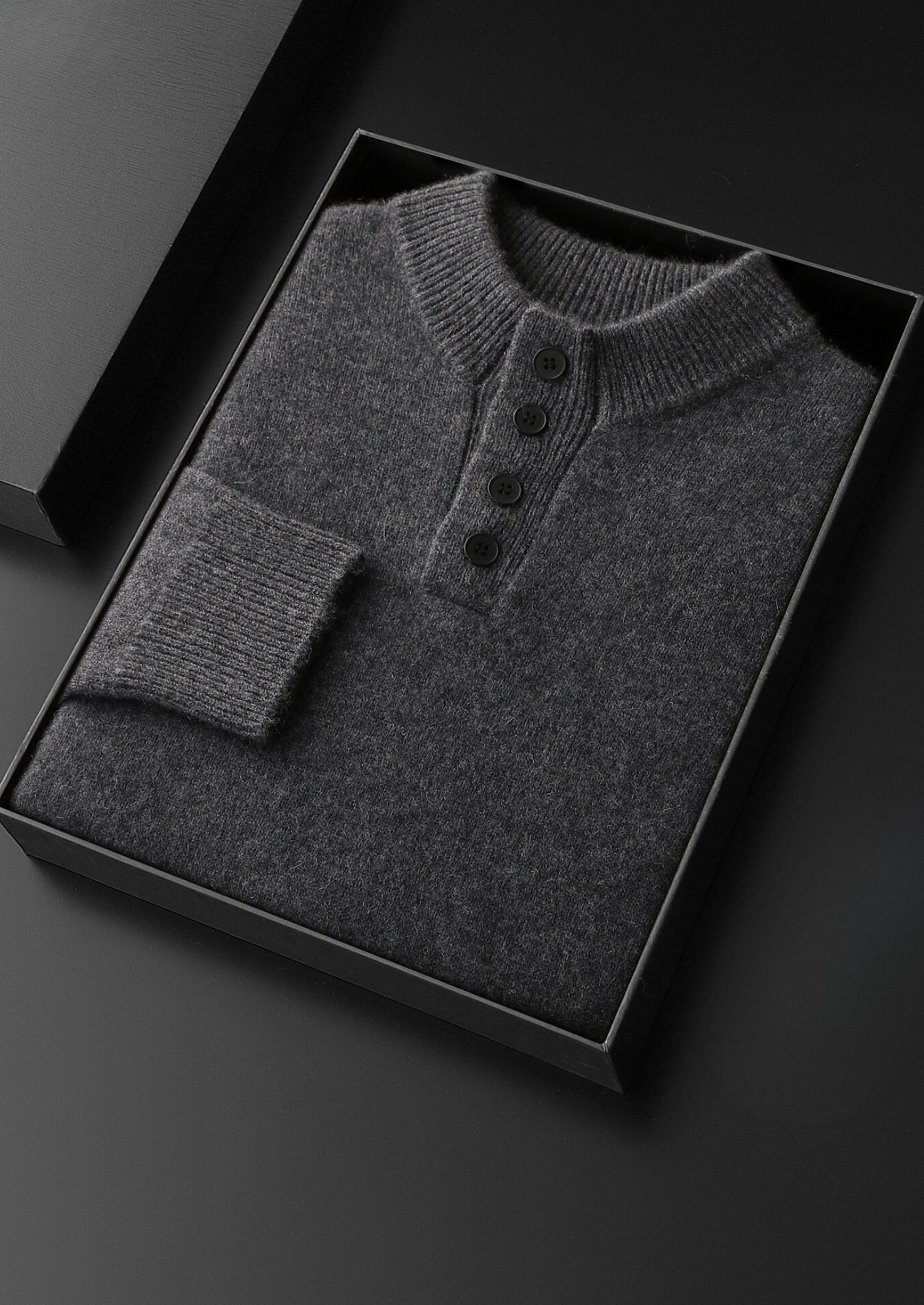 Pure Cashmere Dark Gray Button Sweater | Castielli