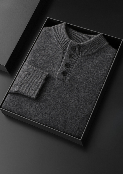 Pure Cashmere Dark Gray Button Sweater | Castielli