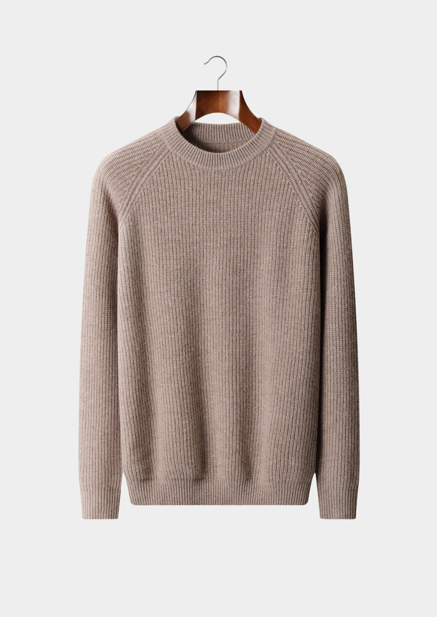 Pure Extra-Fine Merino Wool Ribbed Raglan Crewneck | Castielli