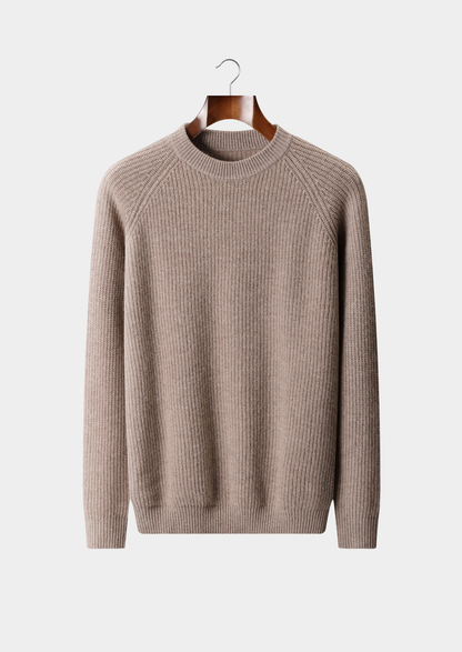 Pure Extra-Fine Merino Wool Ribbed Raglan Crewneck | Castielli