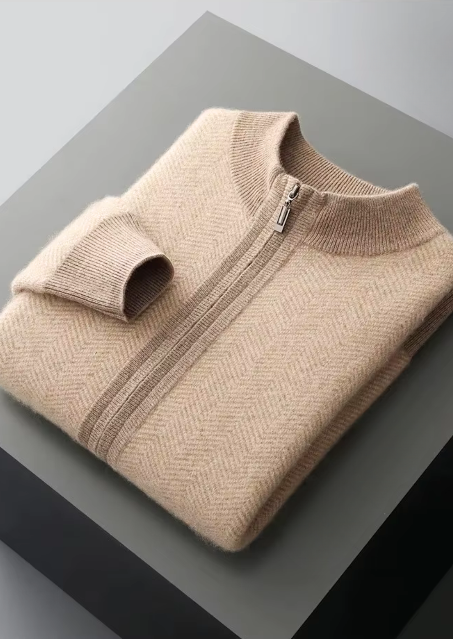Pure Extra-Fine Merino Wool Sand Herringbone Set | Castielli