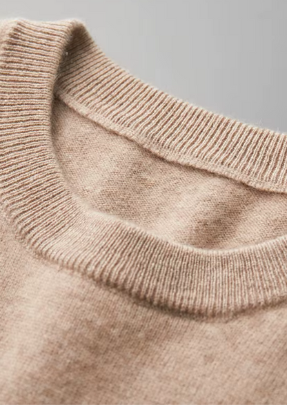 Premium Cashmere Classic Crewneck T-Shirt - Light Beige | Castielli