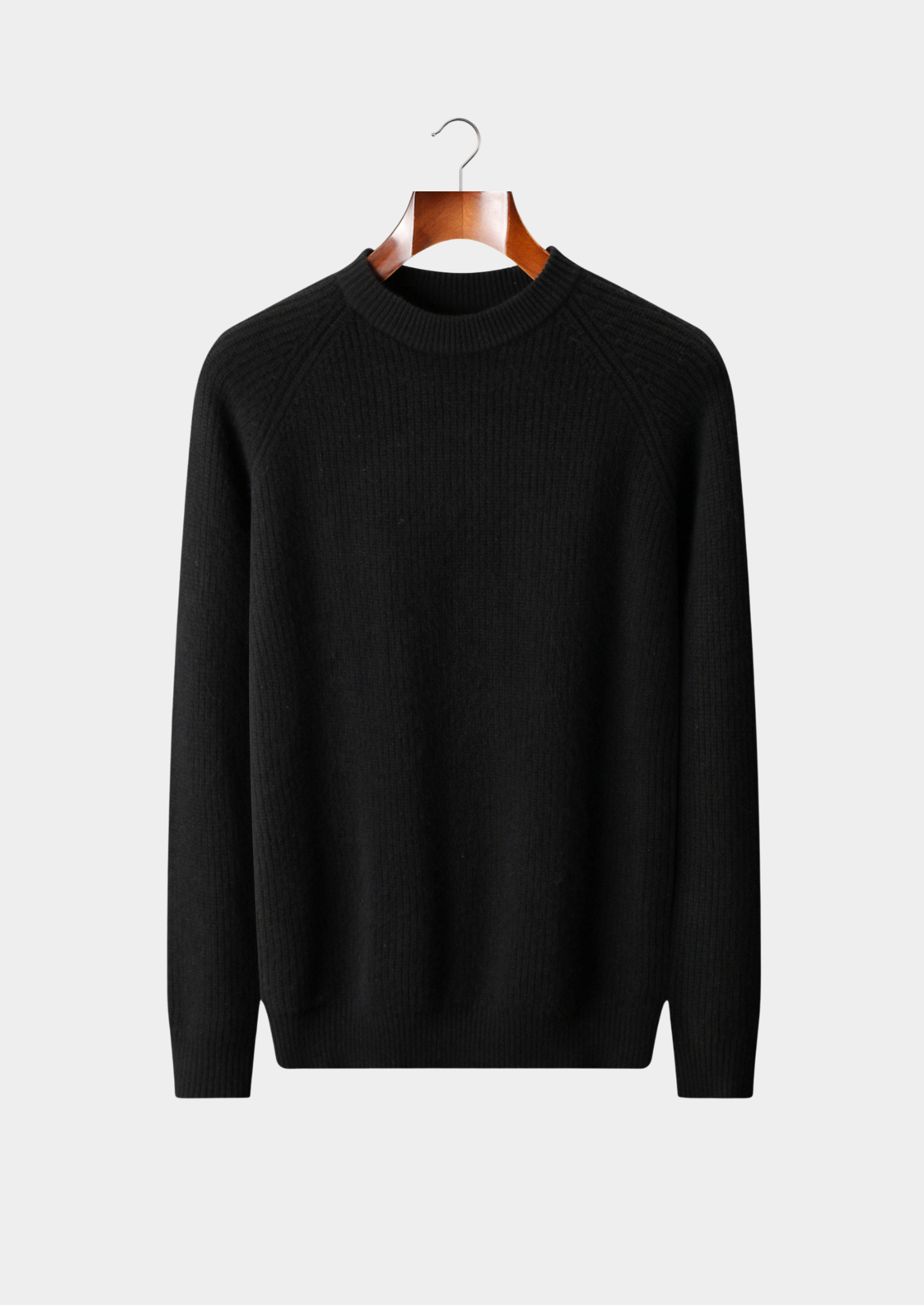 Pure Extra-Fine Merino Wool Ribbed Raglan Crewneck | Castielli