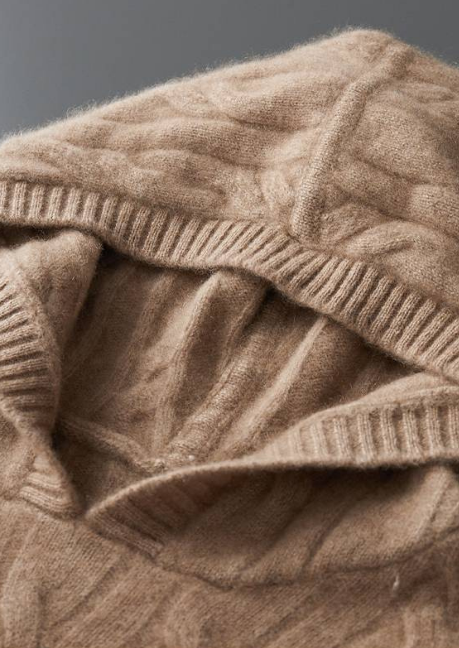 Pure Cashmere Sand Cable Knit Hoodie | Castielli