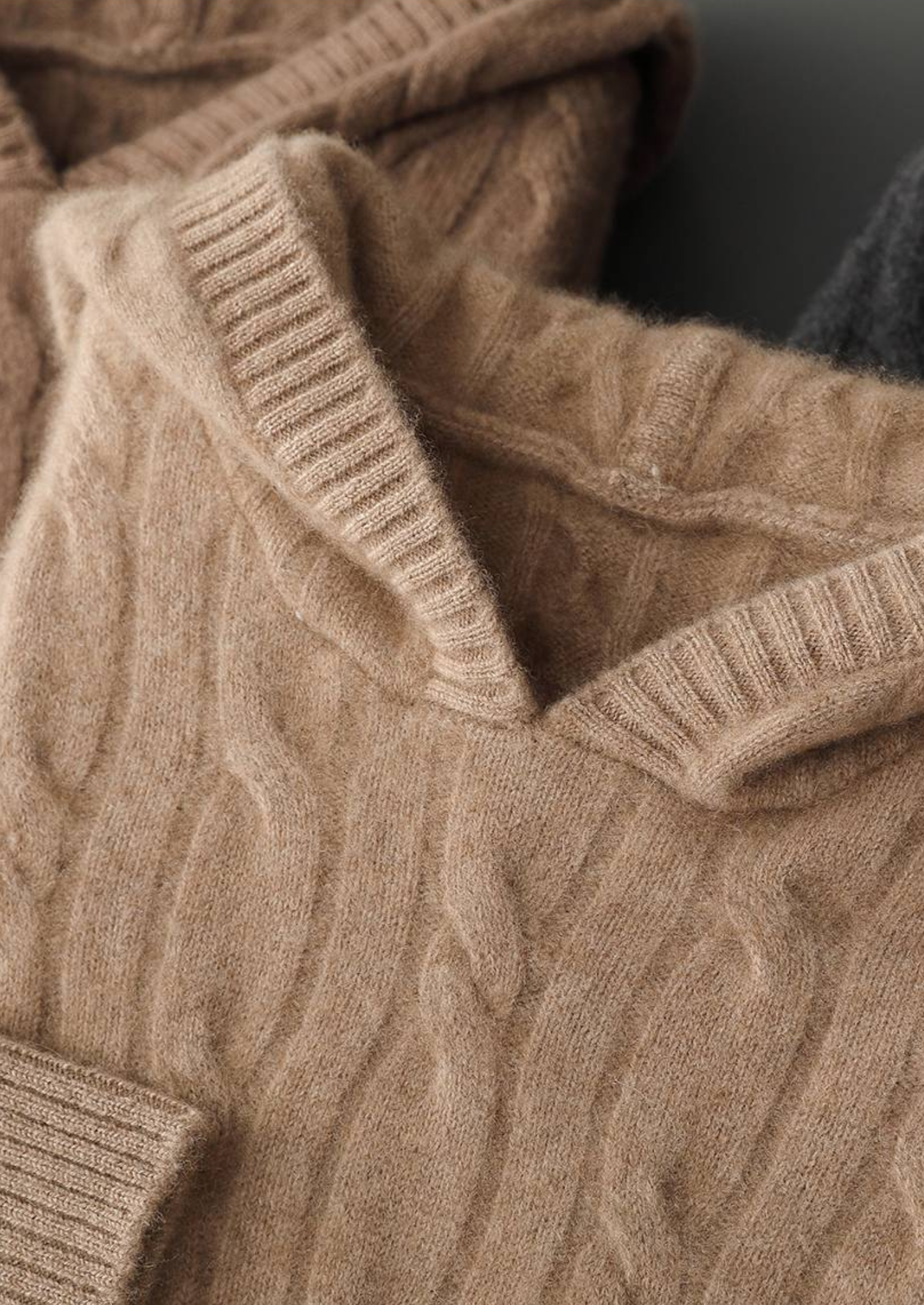 Pure Cashmere Sand Cable Knit Hoodie | Castielli