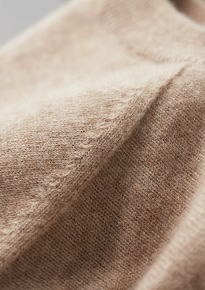 Premium Cashmere Classic Crewneck T-Shirt - Light Beige | Castielli
