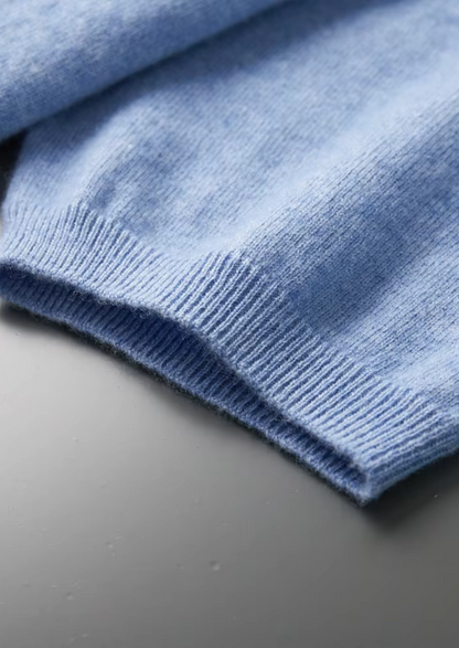 Premium Cashmere Classic Crewneck T-Shirt - Light Blue | Castielli