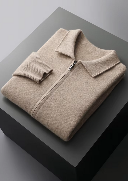 Pure Extra-Fine Merino Wool Zip Polo Cardigan | Castielli