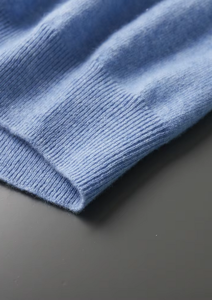 Premium Cashmere Classic Crewneck T-Shirt - Light Blue | Castielli
