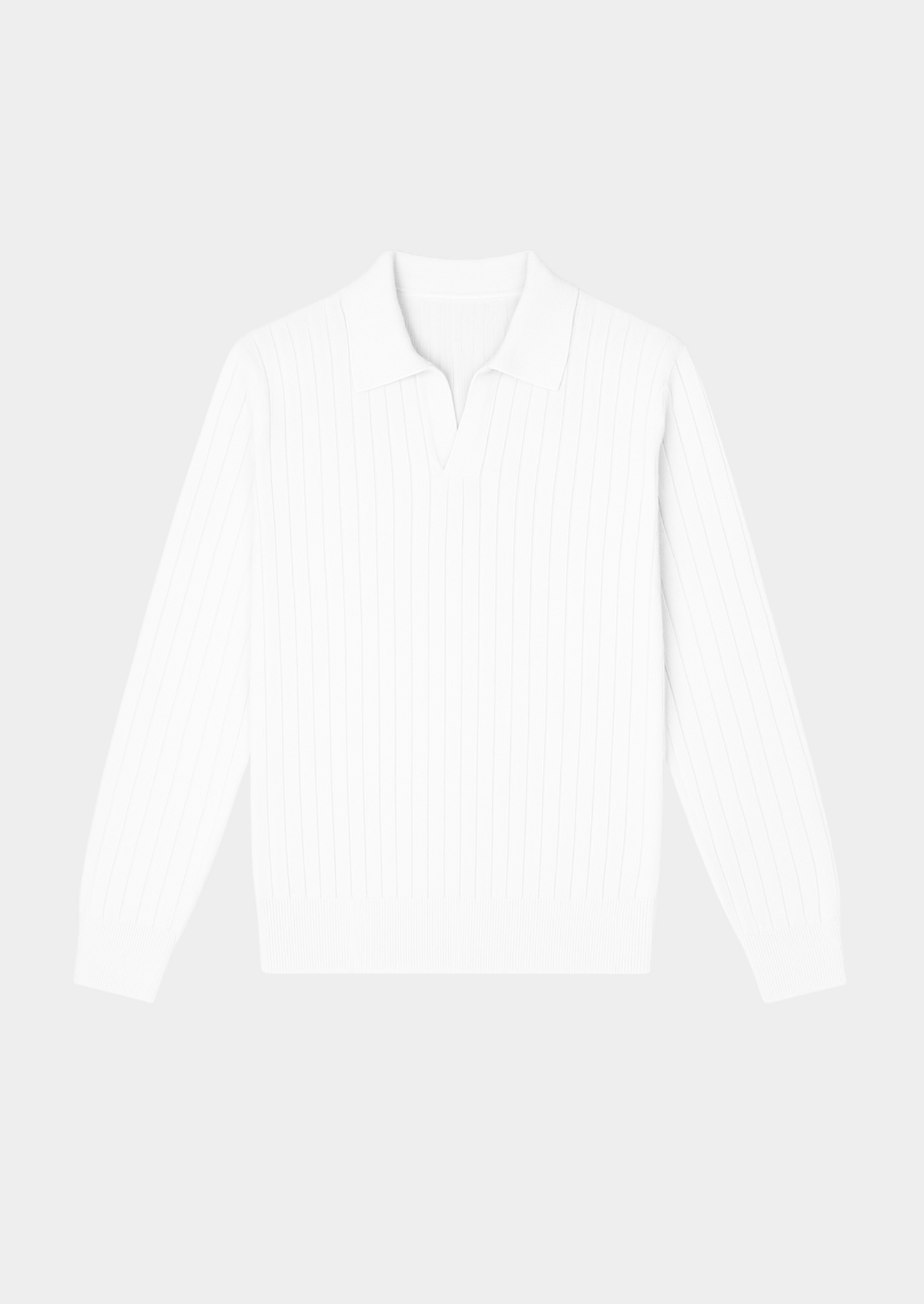White Buttonless Ribbed Polo | Castielli
