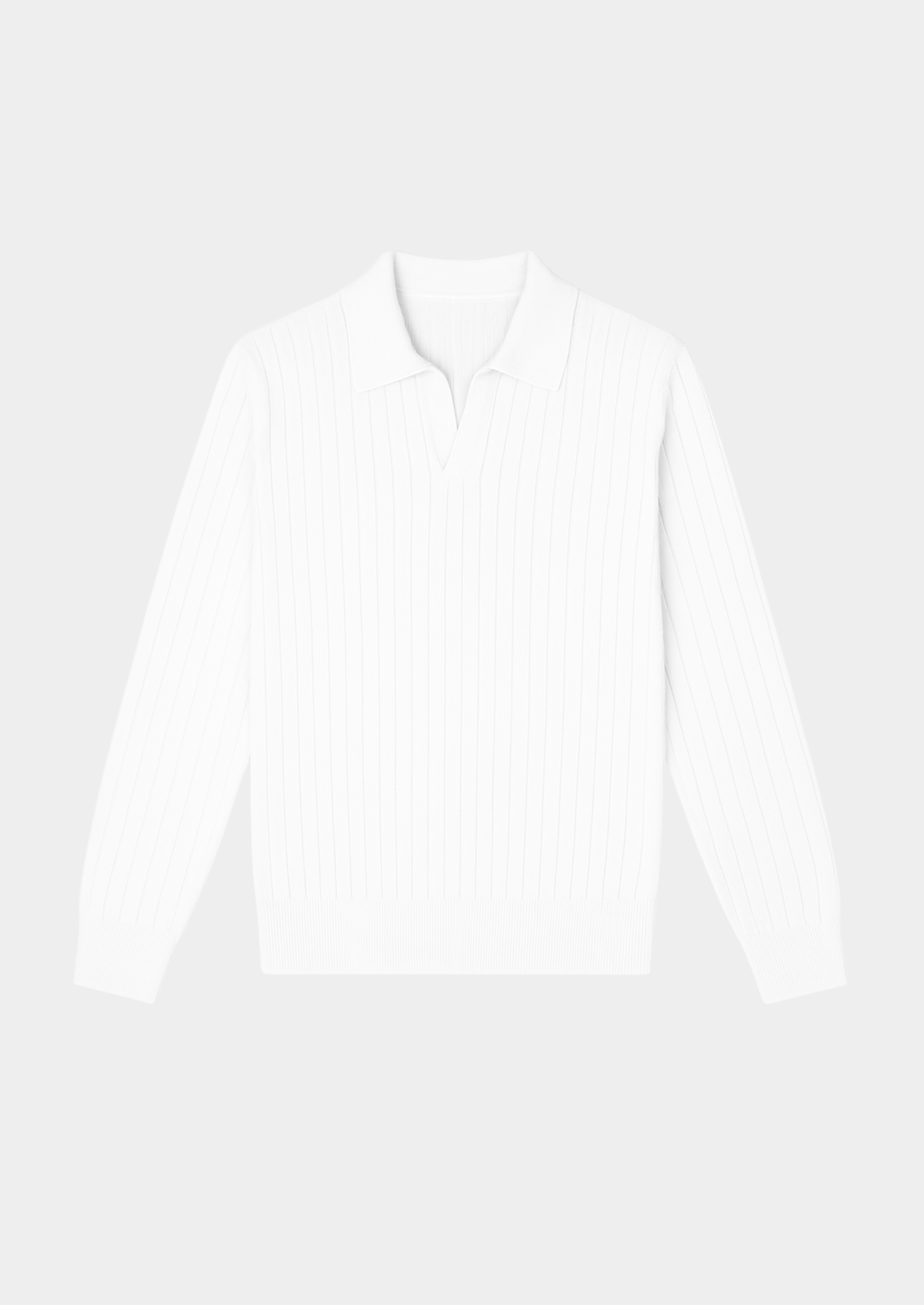 White Buttonless Ribbed Polo | Castielli