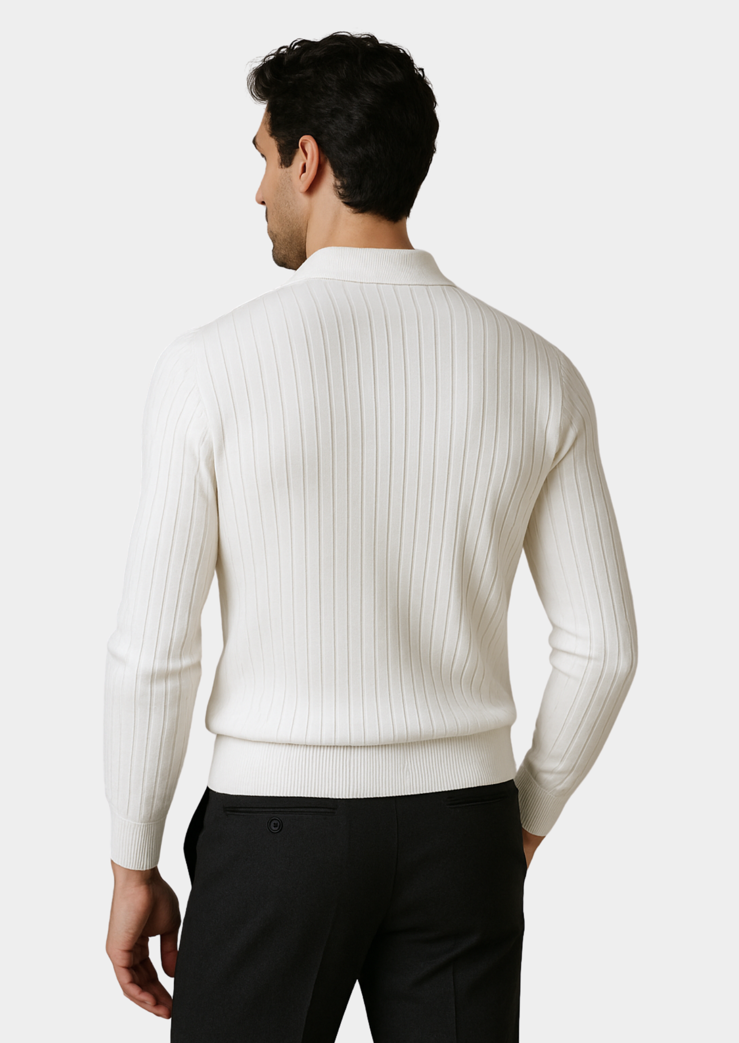 White Buttonless Ribbed Polo | Castielli