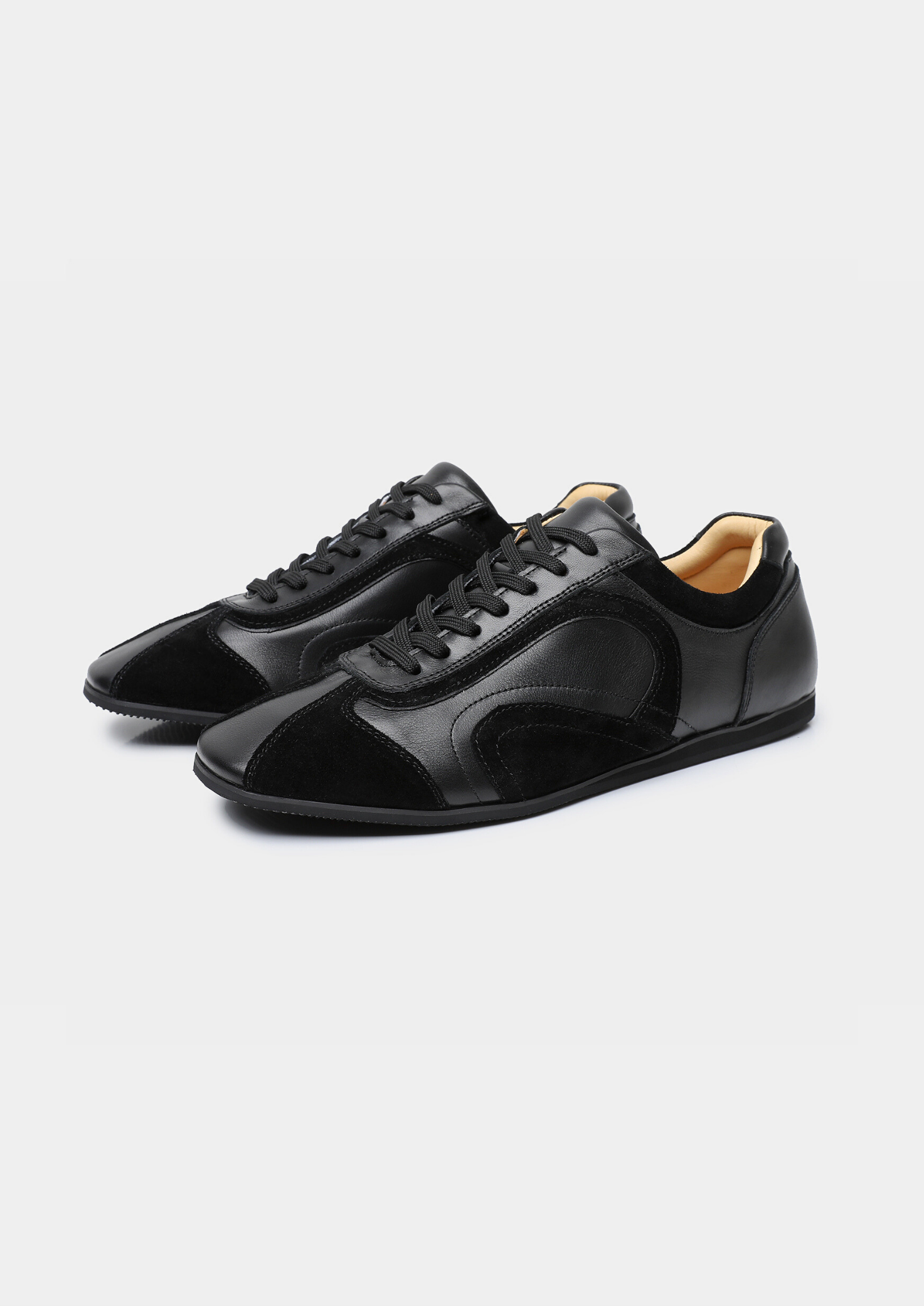 Black Retro Hybrid Suede Leather Runner | Castielli