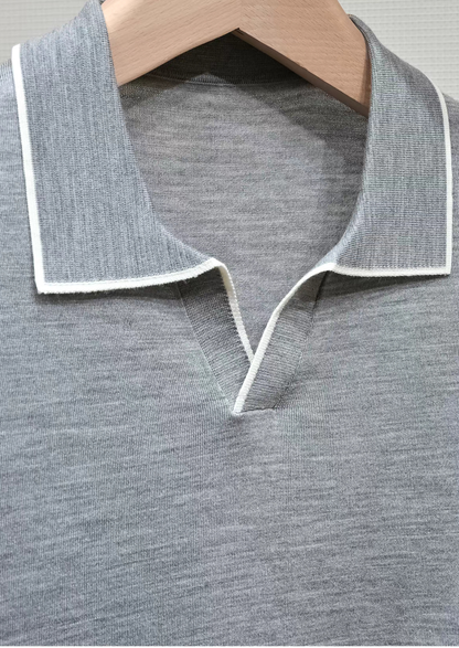 Ellis Light Gray Lightweight Polo Shirt | Castielli