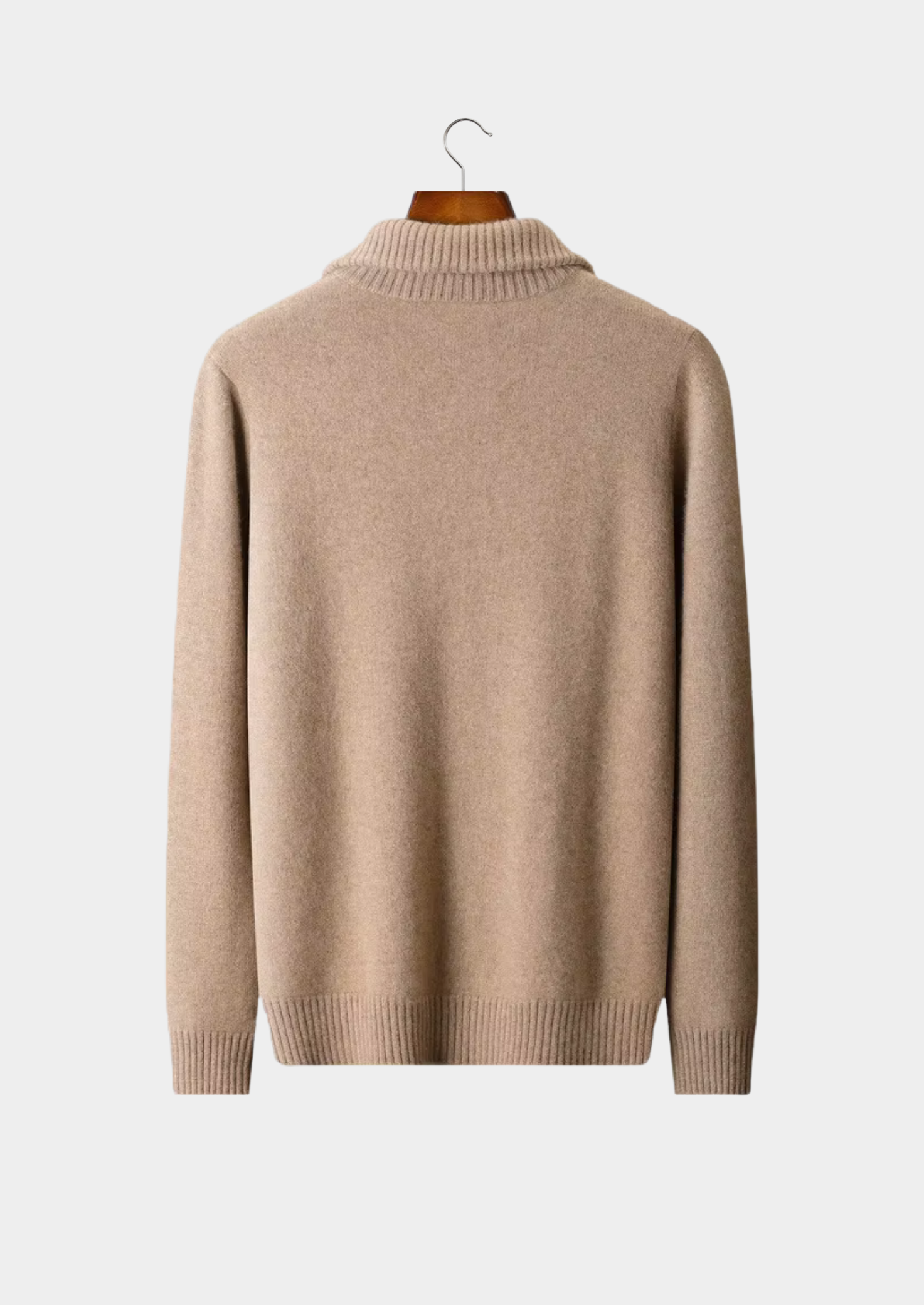 Pure Cashmere Beige Funnel Neck Cardigan | Castielli