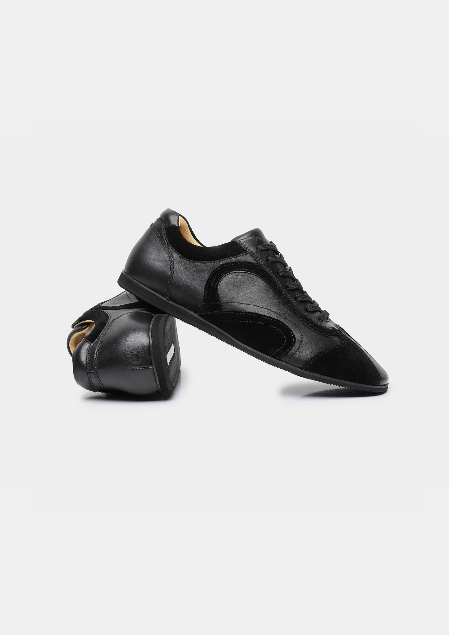 Black Retro Hybrid Suede Leather Runner | Castielli