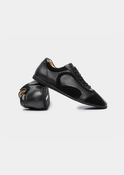 Black Retro Hybrid Suede Leather Runner | Castielli