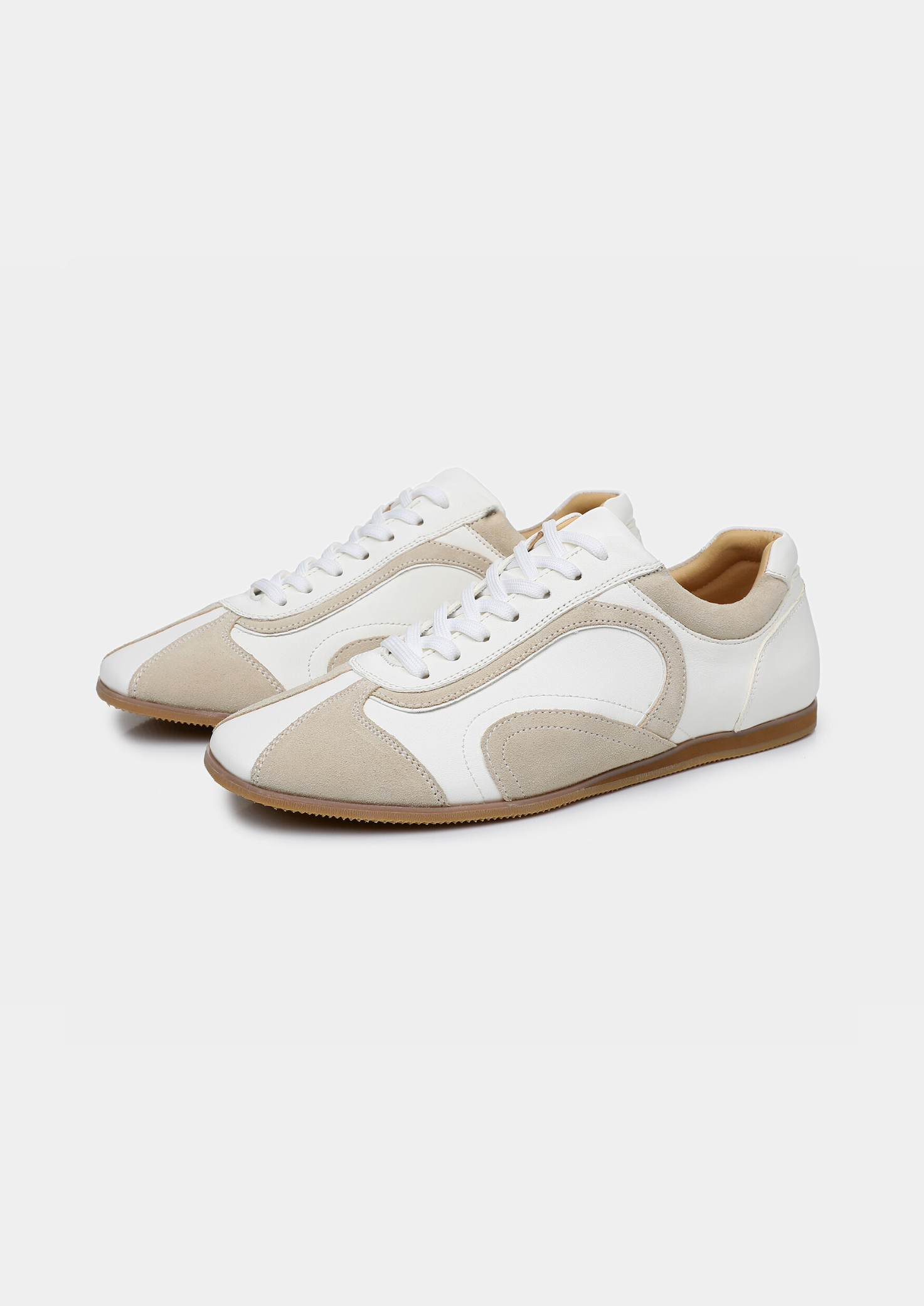 White Retro Hybrid Suede Leather Runner | Castielli