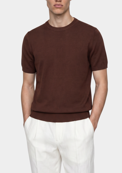 Essential Coffee Knitted Crewneck T-Shirt | Castielli