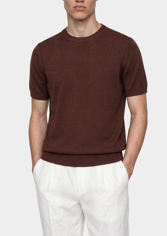 Essential Coffee Knitted Crewneck T-Shirt | Castielli