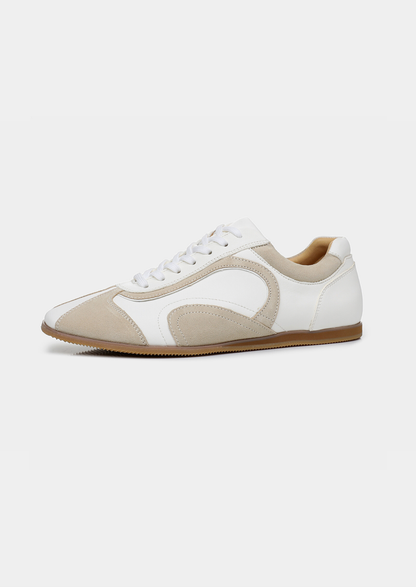 White Retro Hybrid Suede Leather Runner | Castielli