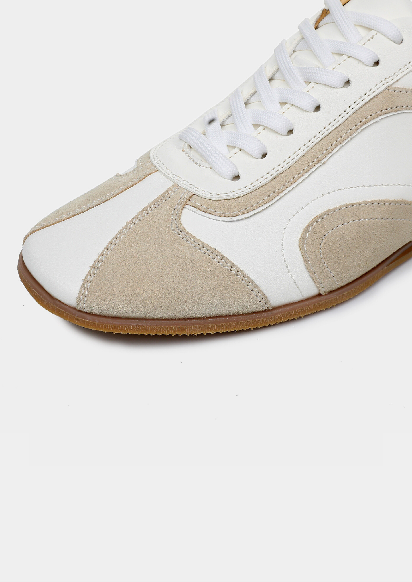 White Retro Hybrid Suede Leather Runner | Castielli