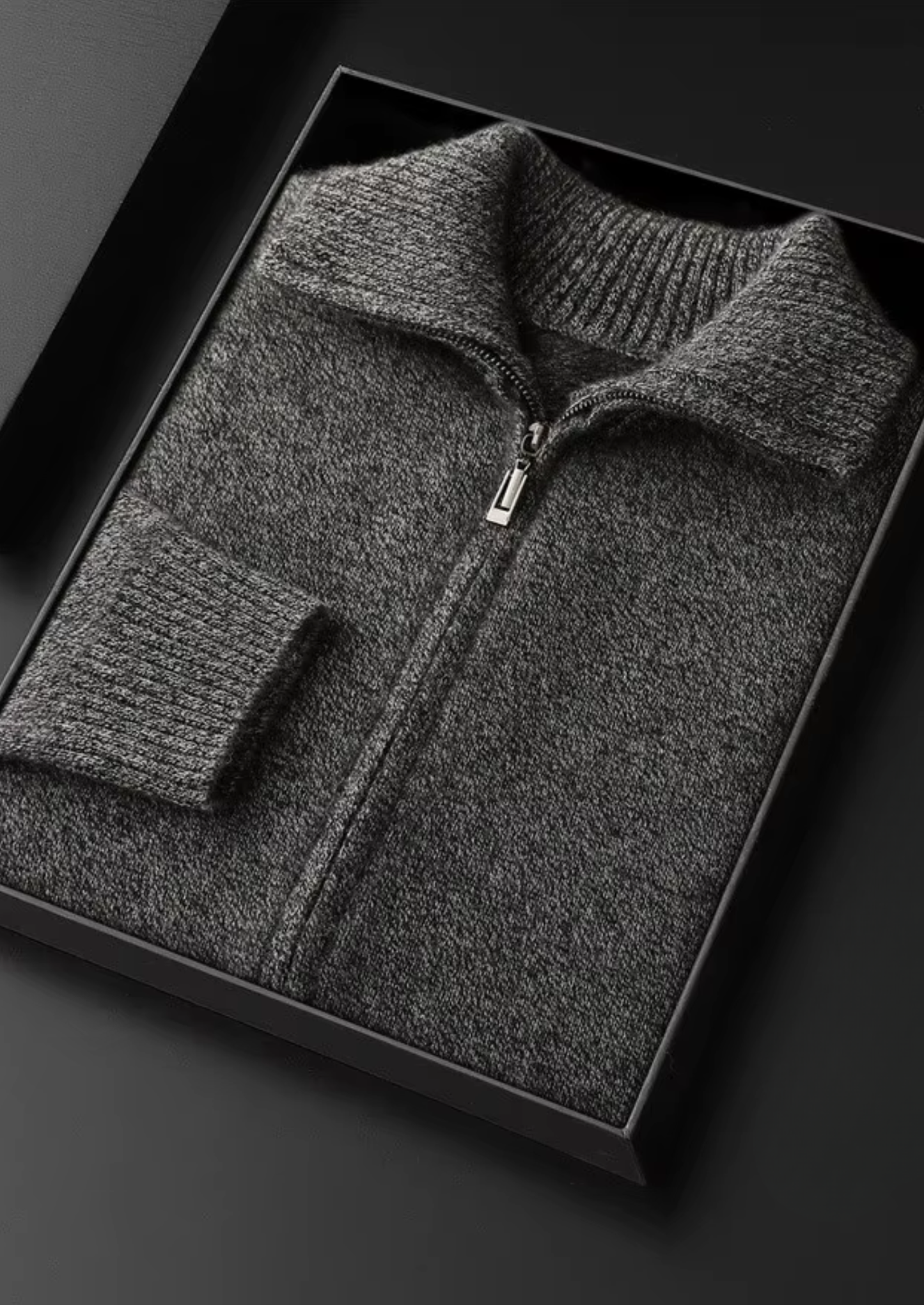 Pure Cashmere Heather Gray Funnel Neck Cardigan | Castielli