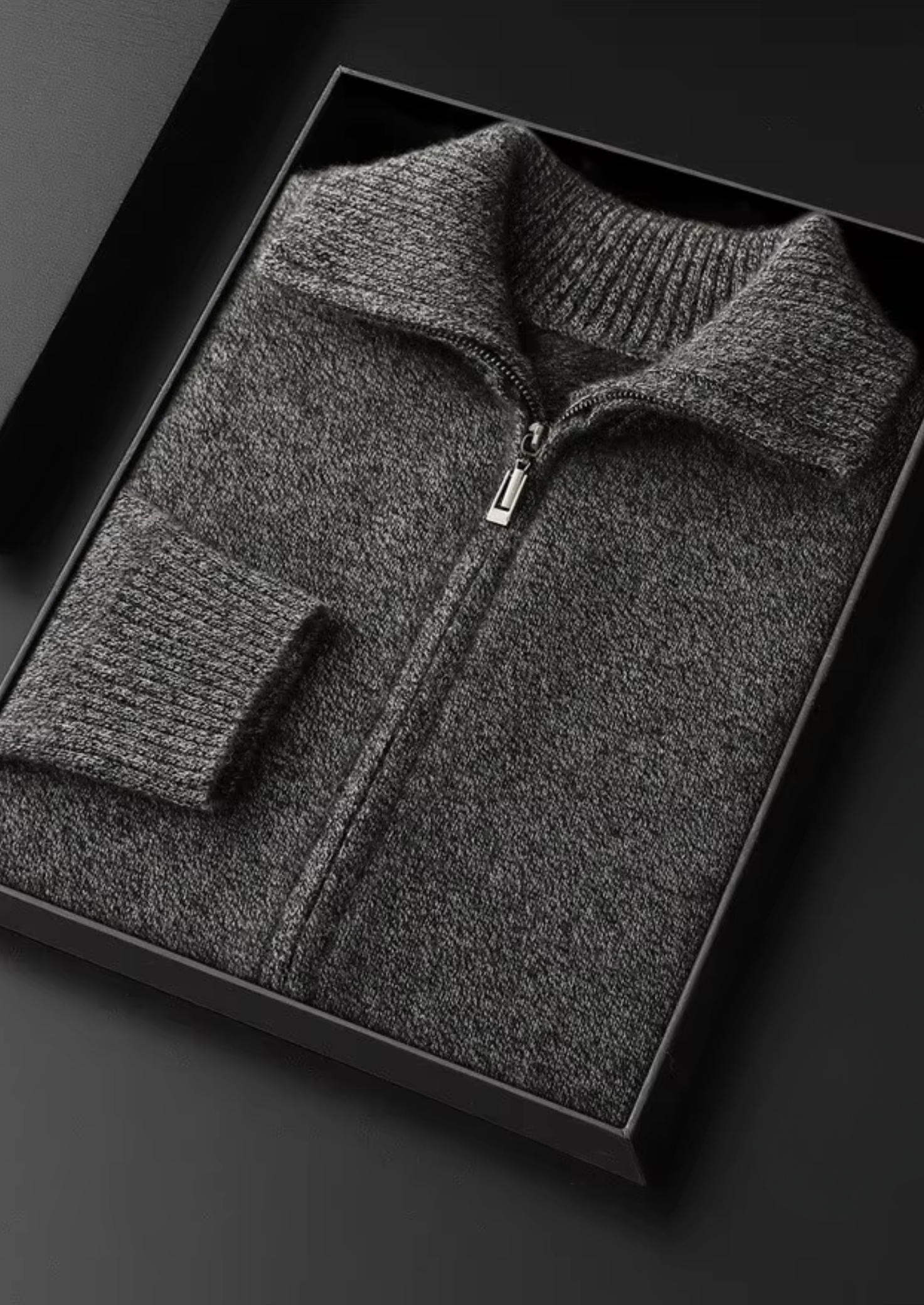 Pure Cashmere Heather Gray Funnel Neck Cardigan | Castielli
