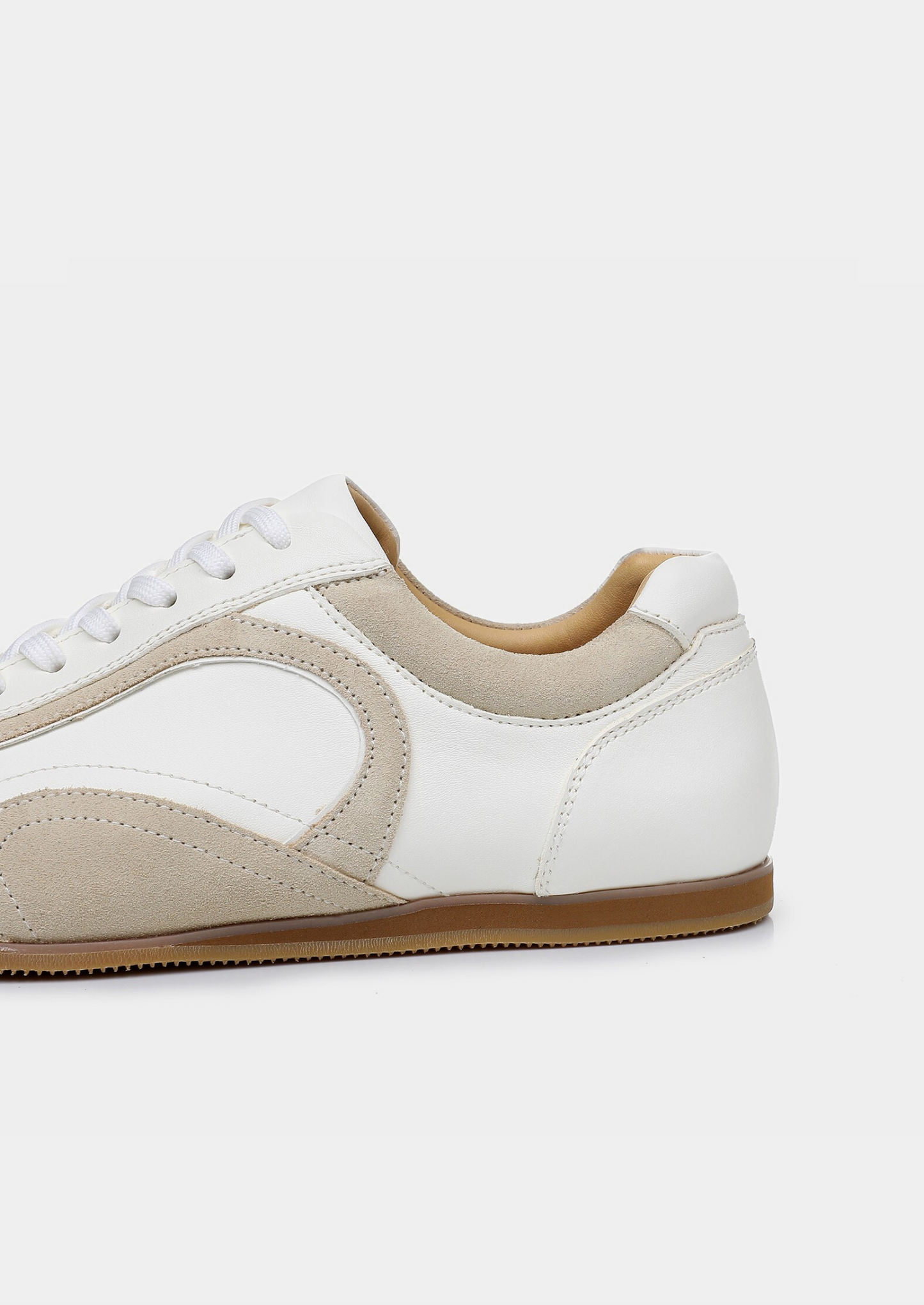 White Retro Hybrid Suede Leather Runner | Castielli