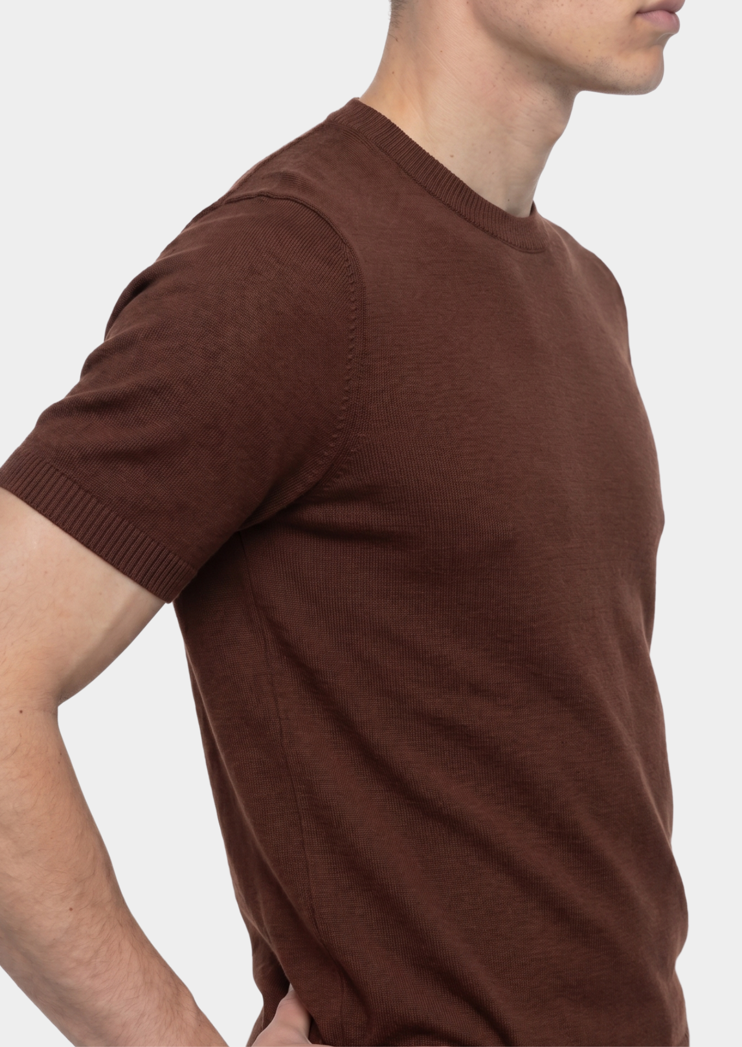 Essential Coffee Knitted Crewneck T-Shirt | Castielli