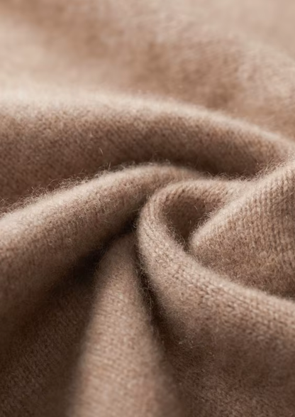 Pure Cashmere Beige Funnel Neck Cardigan | Castielli