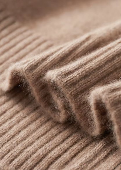 Pure Cashmere Beige Funnel Neck Cardigan | Castielli