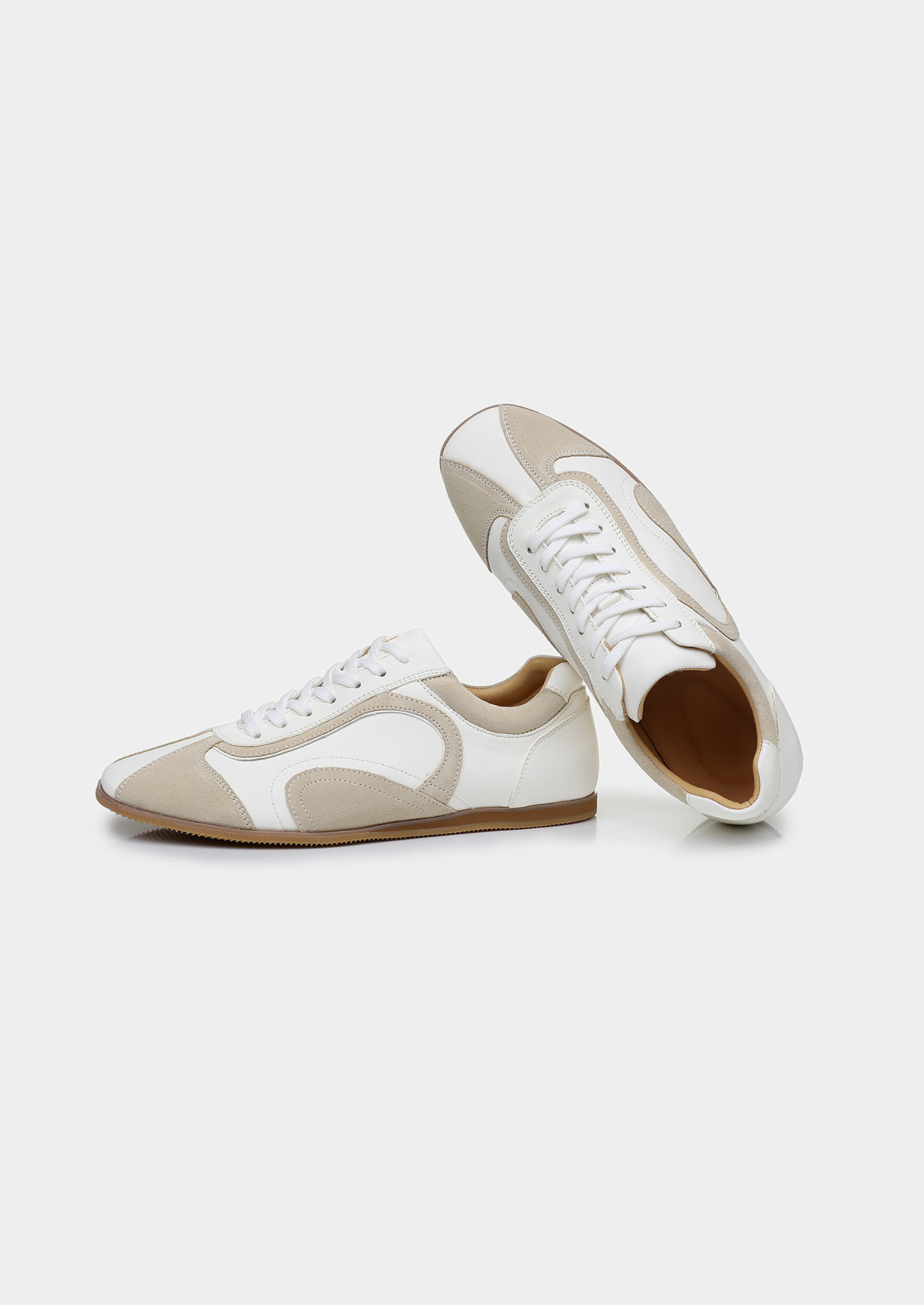 White Retro Hybrid Suede Leather Runner | Castielli