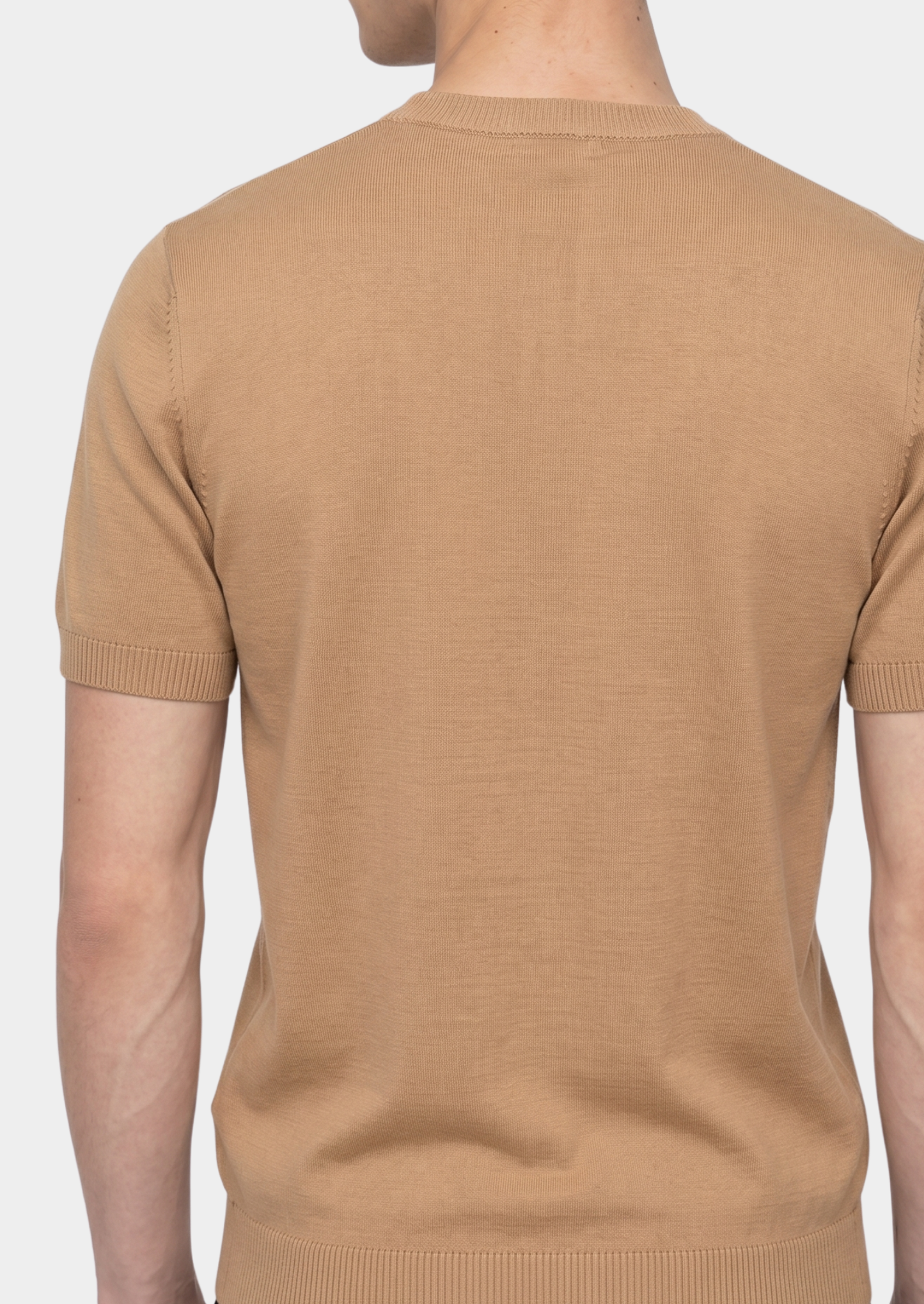 Essential Beige Knitted Crewneck T-Shirt | Castielli