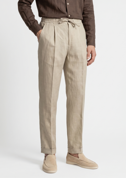 Drawstring Coastal Trousers - Sand | Castielli