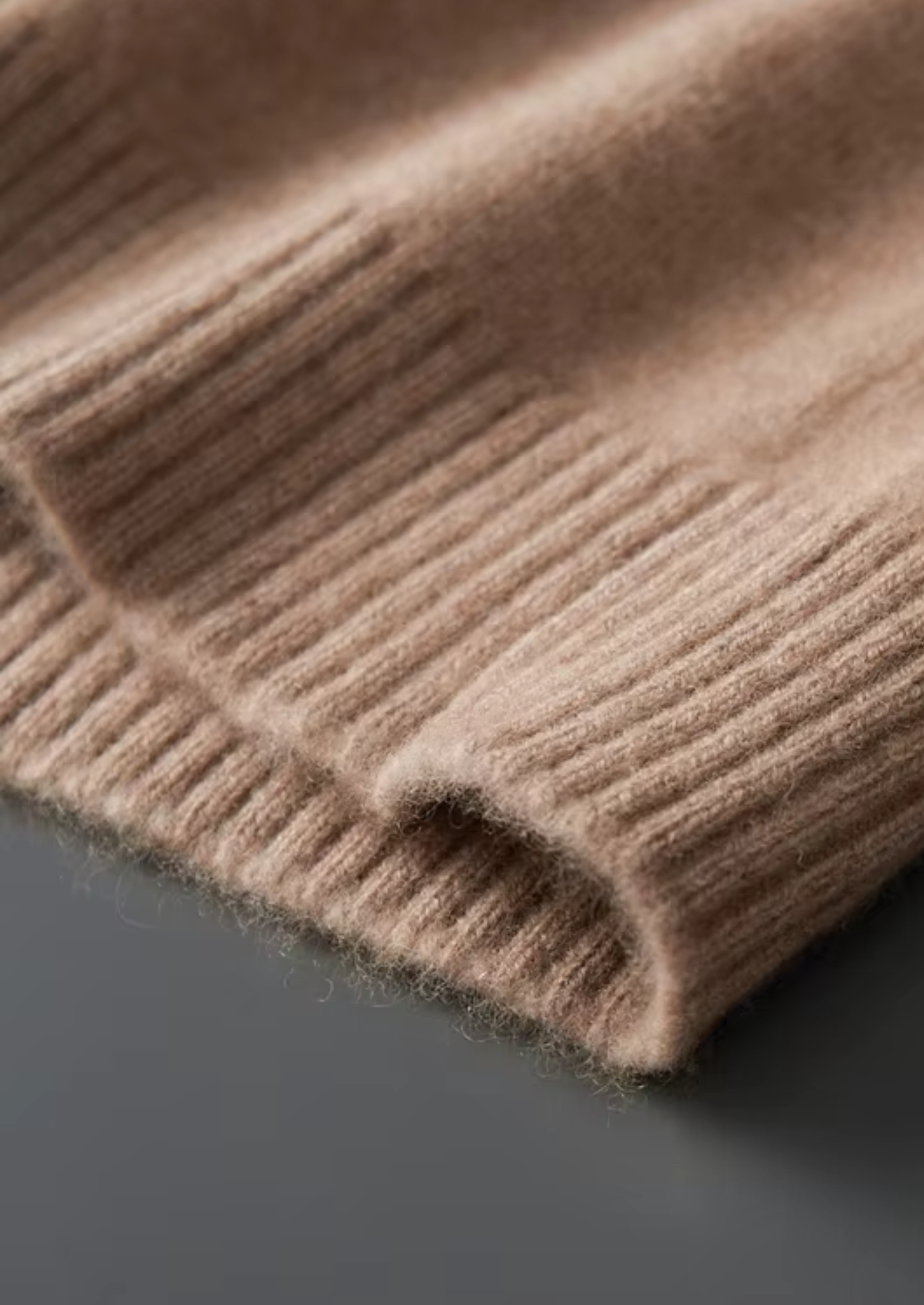 Pure Cashmere Beige Funnel Neck Cardigan | Castielli