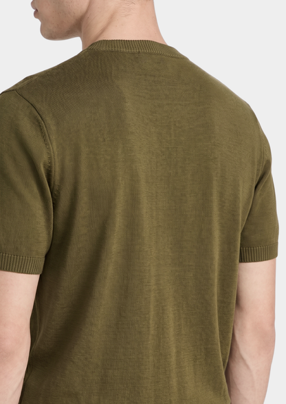 Essential Olive Knitted Crewneck T-Shirt | Castielli