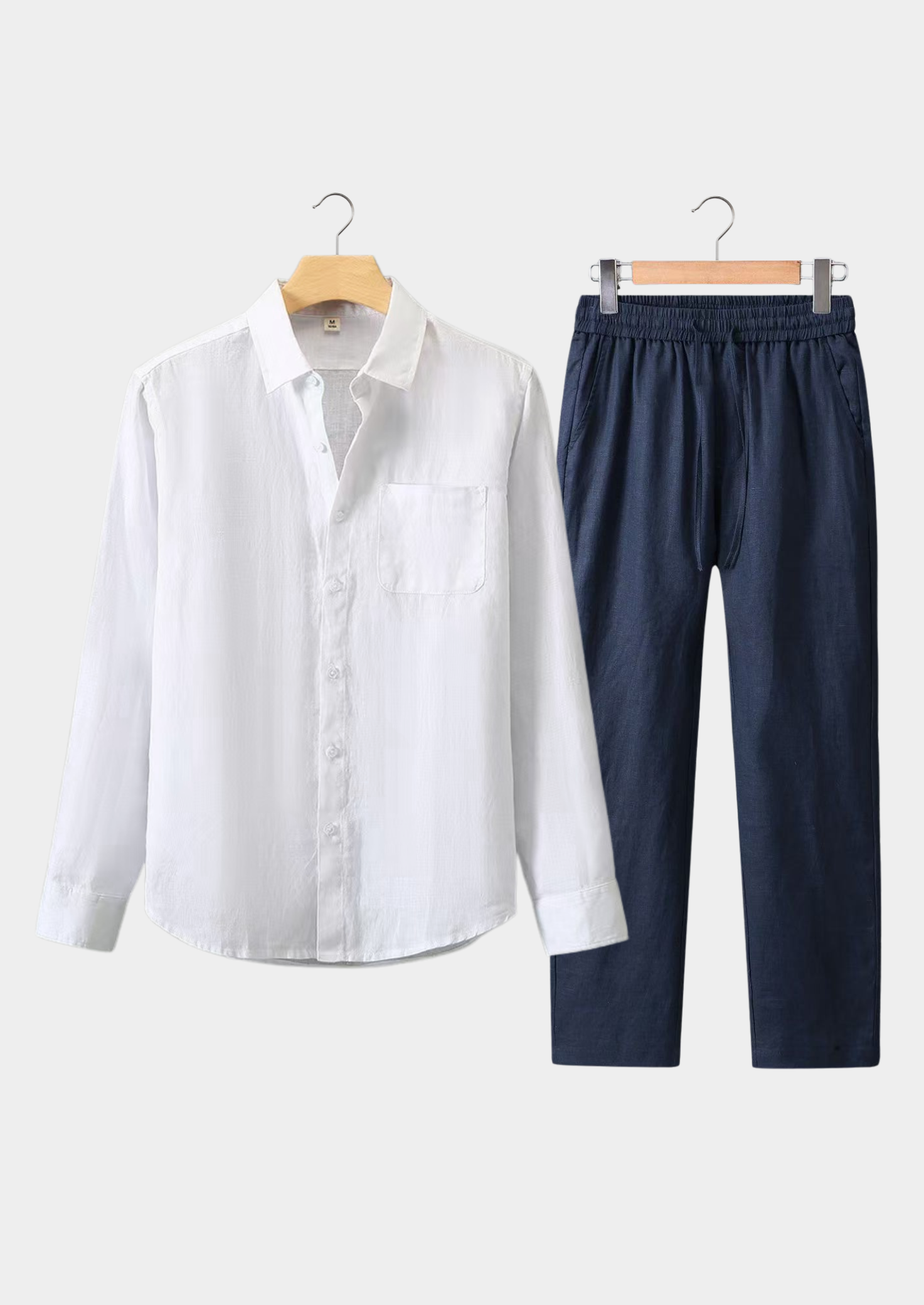 Dolcevita Longsleeve Summer Set - White/navy Blue | Castielli