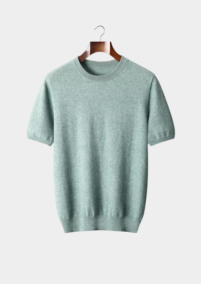 Premium Cashmere Classic Crewneck T-Shirt - Verdant Slate | Castielli