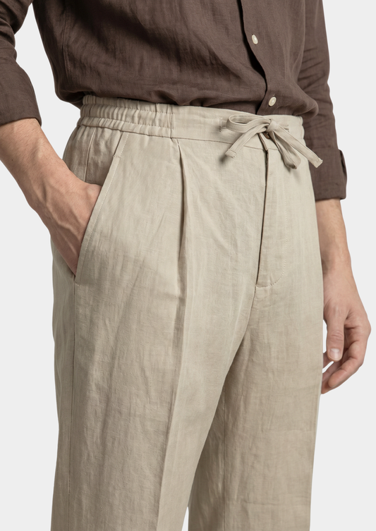 Drawstring Coastal Trousers - Sand | Castielli