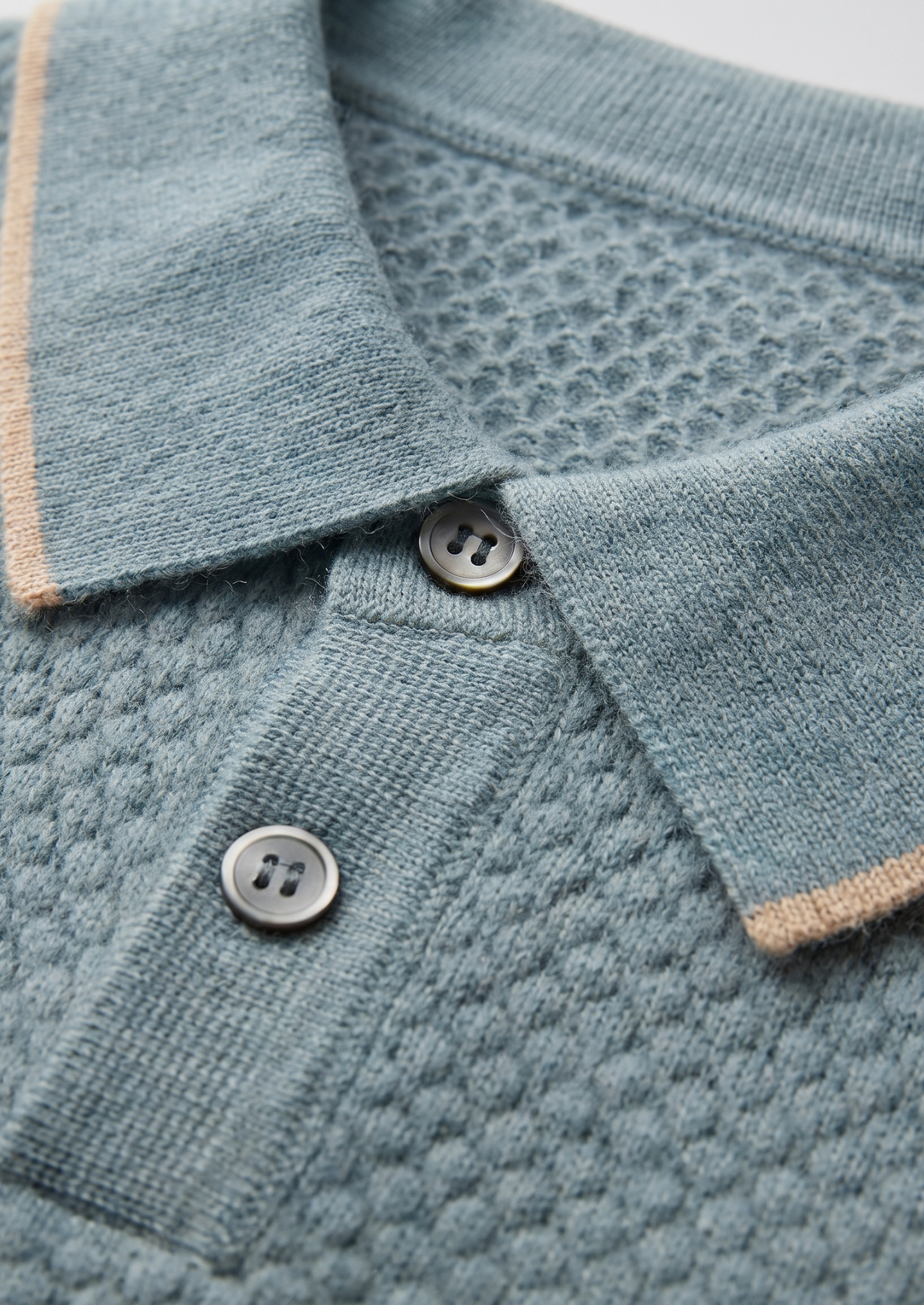 Premium Cashmere Sea Blue Two-Tone Polo | Castielli