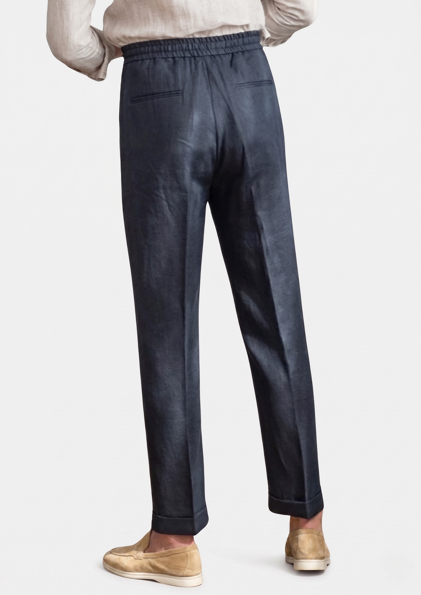 Drawstring Coastal Trousers - Navy Blue | Castielli