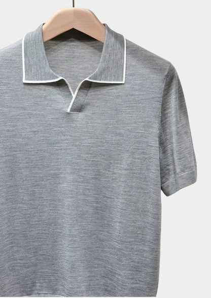 Ellis Light Gray Lightweight Polo Shirt | Castielli