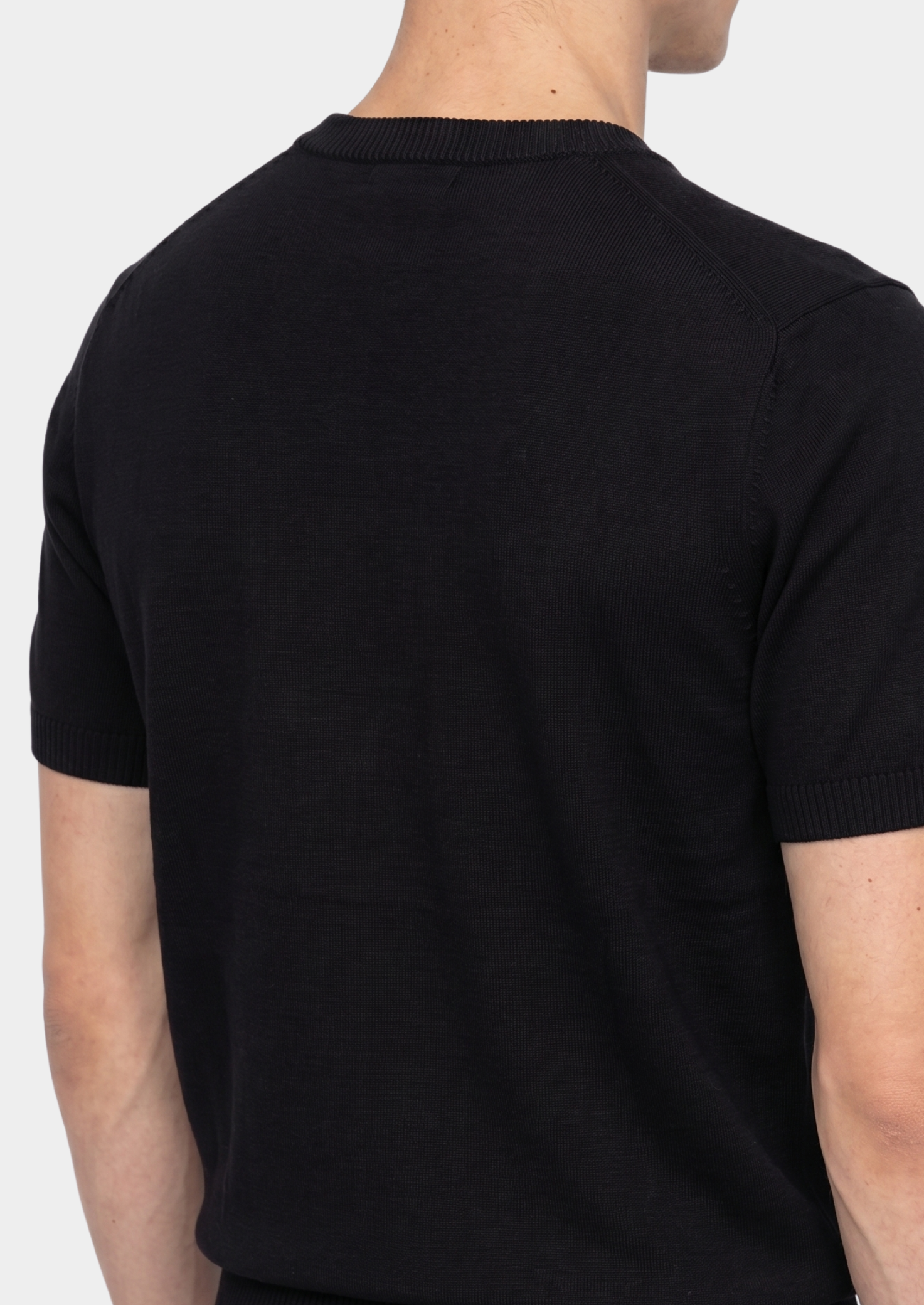 Essential Black Knitted Crewneck T-Shirt | Castielli