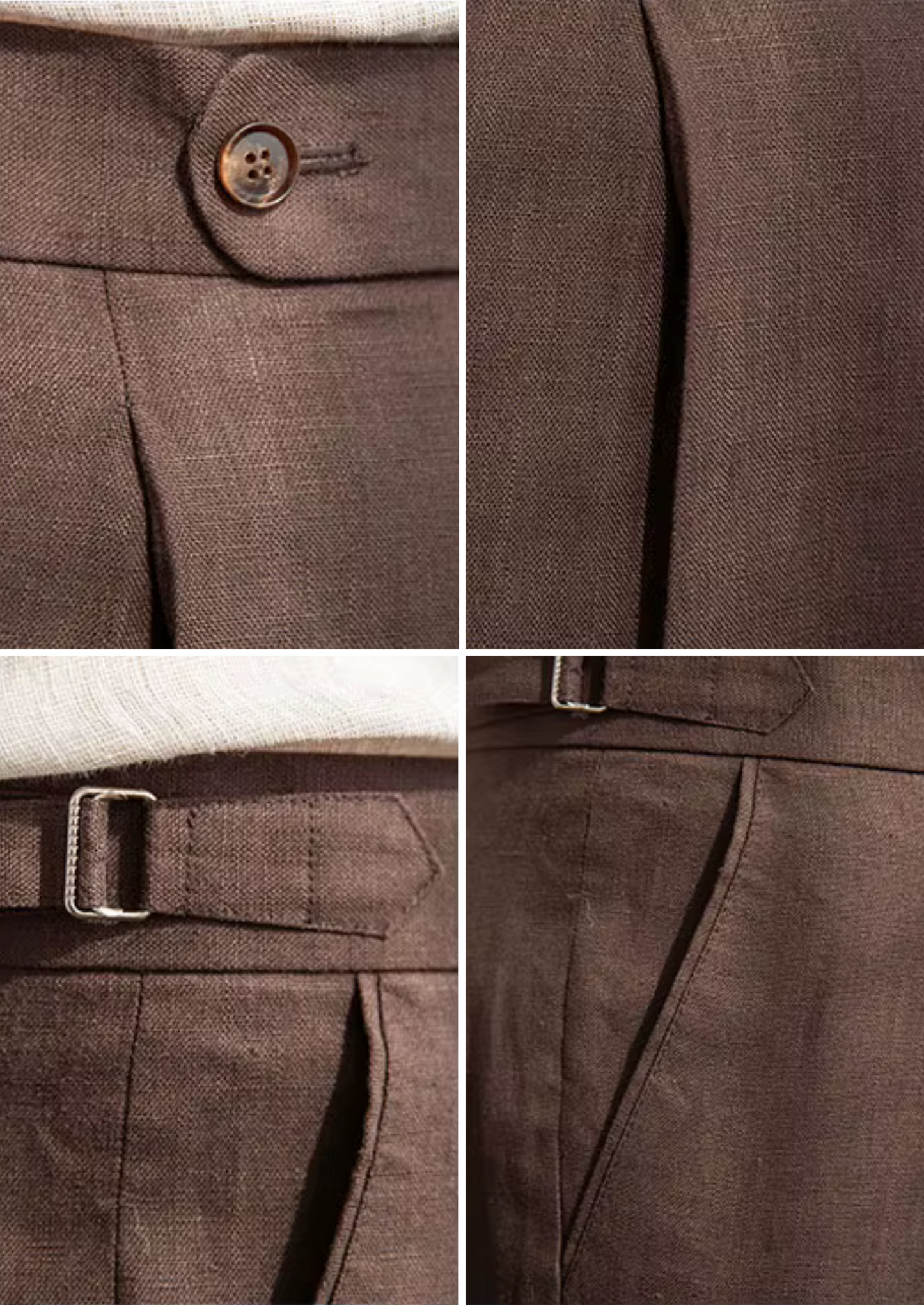 Tuscany Pleated Coastal Trousers - Dark Brown | Castielli
